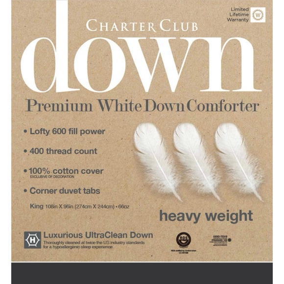Charter Club King Heavy European Down Comforter - Picture 6 of 7